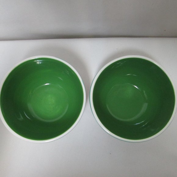 Coton Colors Timber bowl set 2 trees Christmas dolomite 3" x 5" red green white - Picture 4 of 7